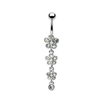 Šperky4U visací piercing do pupíku kytičky WP01057-C – Zboží Dáma