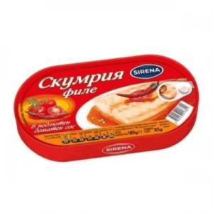  Скумрия филе в подлютен доматен сос Sirena 180гр