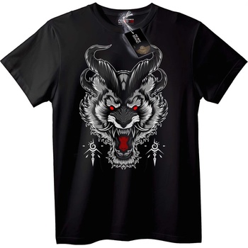 NOONEBRAND Тениска Митичен Вълк Червени Очи - L, Black