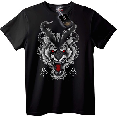 NOONEBRAND Тениска Митичен Вълк Червени Очи - L, Black