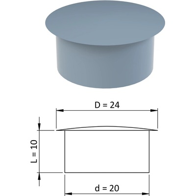 Vnitřní krytka kulatá ø 24 mm, otvor ø 20 mm, šedá, plast