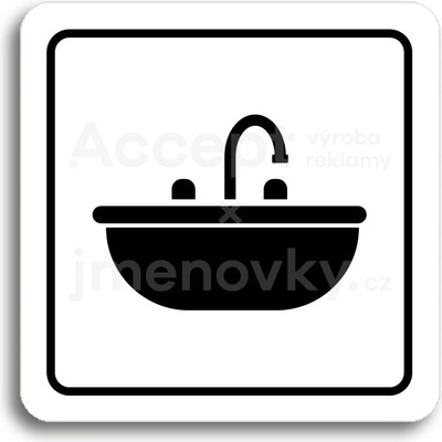 ACCEPT Piktogram koupelna - bílá tabulka - černý tisk