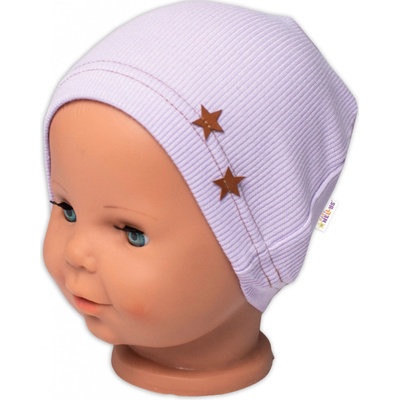 Baby Nellys Rebrovaná čiapka Hviezdičky lila