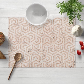 Biante Zamatové prestieranie Tamara TMR-029 Ružovobéžové hexagony s čiernym žíhaním 35x45 cm