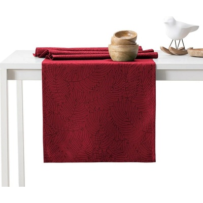 AmeliaHome Ubrus GAIA barva bordó s reliéfním rostlinným motivem 30x160cm