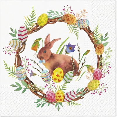 TaT Ubrousky Bunny in a wreath 33x33cm