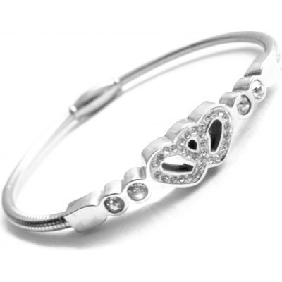 Steel Jewelry náramek dvojité srdce z chirurgické ocel NR080362
