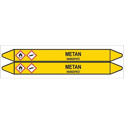 Značení potrubí, metan,2 ks, 450 × 52 mm PZ 007681