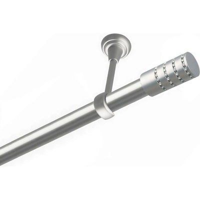 OK-GarnýžeCZ Garnýž kovová jednořadá 25mm Cylinder crystal satina 290 cm do stropu / na tunýlek - bez kroužků