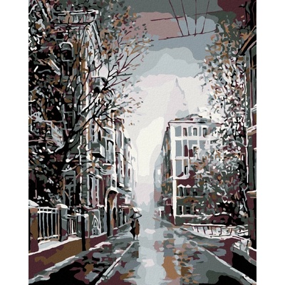 zuty Malování podle čísel Procházka podvečerní ulicí 80 x 100 cm bez rámu a bez vypnutí plátna