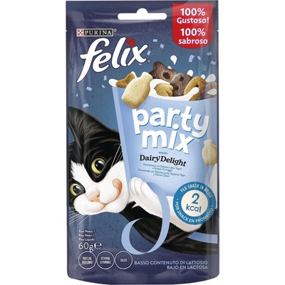 Purina FELIX Party Mix Dairy Delight - Награди за възрастни котки, ароматизирана с мляко 60гр