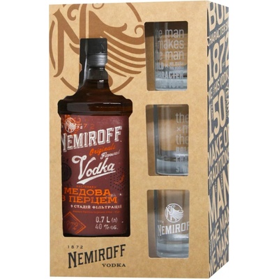 Nemiroff Honey Pepper 40% 0,7 l (dárkové balení 3 sklenice)