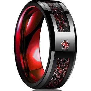 HARAHU Пръстен GA-31885 - Черен / Червен / 49mm KP31885