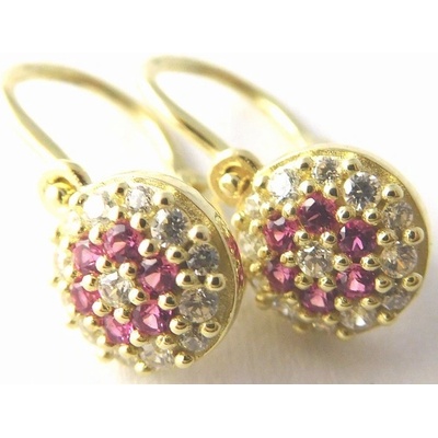 Klenoty Budín zlaté dětské náušničky se zirkony a rubíny 236041248