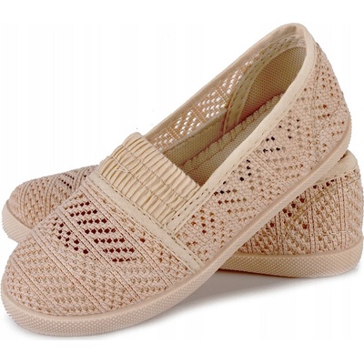 Tenisky vzdušné čipkované zasúvacie béžové