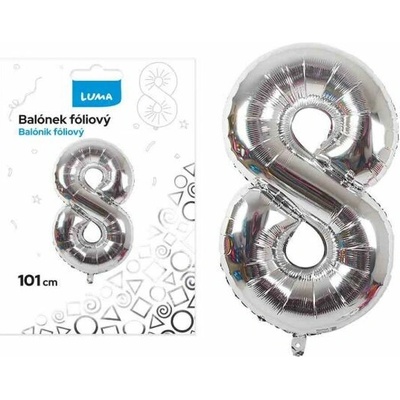 LUMA Balónek foliový č. 8 STŘÍBRNÝ 101 cm