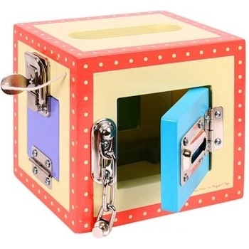 Bigjigs Toys - Дървена кутия с различни по трудност заключалки (BJ447)