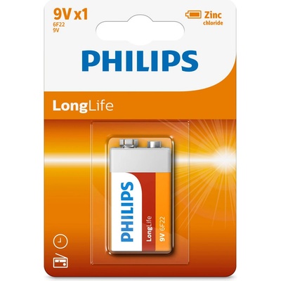 Philips Батерия Philips 6f22l1b/10 Battery Longlife 9v (blister Of 1) 6F22L1B/10 (6F22L1B/10)