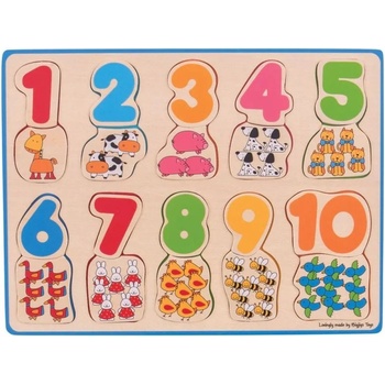 Image 1 of Bigjigs Toys Дървен пъзел Bigjigs - Съпоставяне на числа и цветове (BJ549)