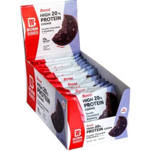 Born Winner Boost 20% High Protein Cookie [12 x 75 грама] Двоен шоколад със синя боровинка