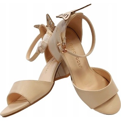 Baleríny polobotky elegantní motýl sloupek béžová