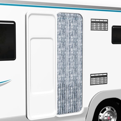 vidaXL Завеса против насекоми, бяло и сиво, 56x200 см, шенил (315132)