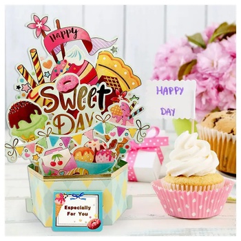 Луксозна 3d картичка на поставка - Букет Сладост (К86295-2)