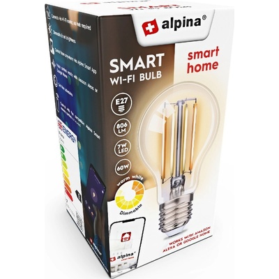 ALPINA Chytrá žárovka LED WIFI bílá stmívatelná E27 806LM ED-225449