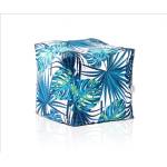 Pufrelax Пуф 80л. , Табуретка Куб - Tropical Leaves, Перящ се калъф, Водоустойчив, Пълнеж от Полистиролни перли, принт