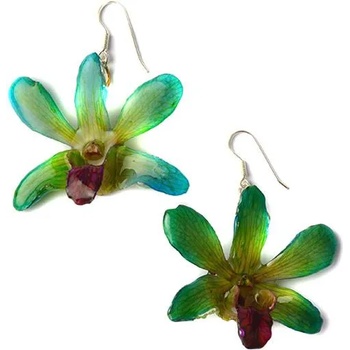 Dannyra Обици с естествена орхидея в синьо-лилав цвят Dannyra Jewels