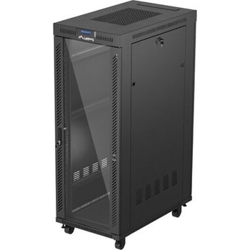 Lanberg Комуникационен шкаф Lanberg rack cabinet 19" free-standing 32U/600X1000 (FLAT PACK) with glass door LCD black (FF01-6032-12BL)