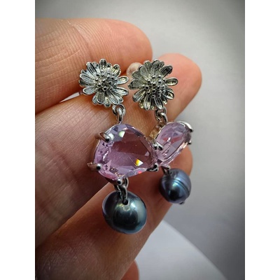 Katyba náušnice Sklo s perlou 0494