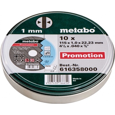 Metabo rezných kotúčov 115 x 1,0 x 22,23 mm TF41 616358000 10 ks