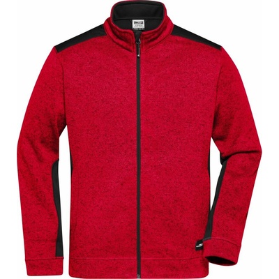 Daiber JN 862 pánská bunda z pleteného fleecu red melange/black