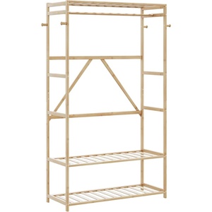 vidaXL Закачалка за дрехи с рафтове 110x40x175 см бамбук (4008924)