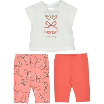 Mayoral Комплект два клина розово и прасковено и бяла тениска за бебе момиче Mayoral