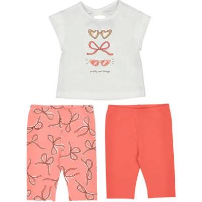 Mayoral Комплект два клина розово и прасковено и бяла тениска за бебе момиче Mayoral