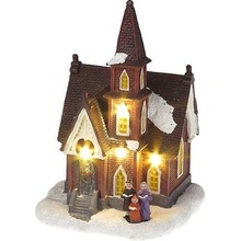 MagicHome Dekorácia Kostol 4 LED teplá biela 3xAA interiér 12,50x12,30x18 cm