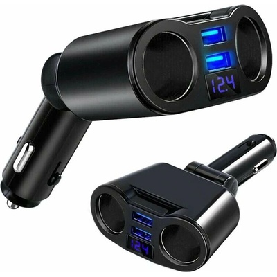 Rozdeľovač autozásuvky 12V 2xUSB s voltmetrom