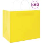 vidaXL Хартиени торбички 250 бр с дръжки жълти 32x22x28 см (4101792)