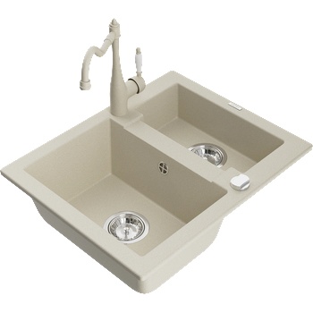 Mexen Carlos гранитна мивка 1, 5 камери с кухненски смесител Carla, бежов - 6518-69-670700-69 (6518-69-670700-69)