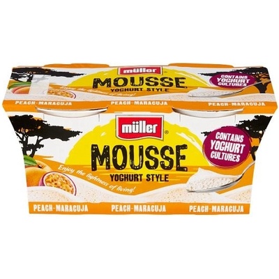 Müller Mousse mliečny zakysaný výrobok broskyňovo-marakujový 2 x 95 g