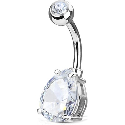 Šperky4U piercing do pupíku kapka čirý kámen WP01048-C