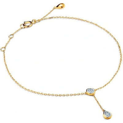 SAVICKI Náramok s príveskom slza žlté zlato s diamantmi 0.02 ct 18 cm - SAVB08084 Y C