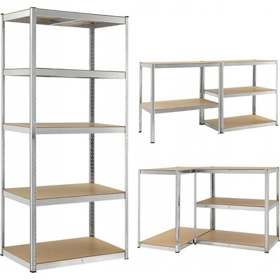 Funfit Home&Office Метален индустриален рафт с MDF плоскости 222x90x40cm (4778)