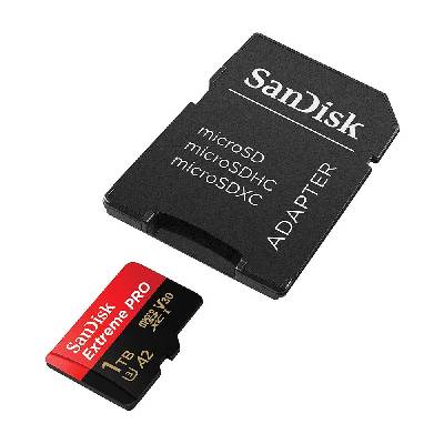 Карта памет 1TB microSDXC с адаптер, SanDisk Extreme Pro, UHS-1 U3 V30, скорост на четене 200MB/s, скорост на запис 140MB/s (SDSQXCD-1T00-GN6MA)
