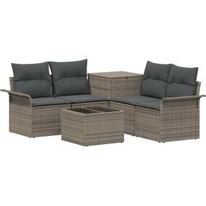 vidaXL Комплект дивани 6 бр. 4-Брой места Сив и тъмен сив (3447080)