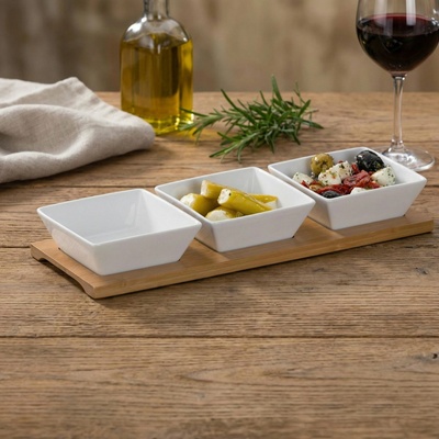 Kela Servírovací misky PHILIPA 4ks porcelán/bambus KL-12261