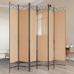 vidaXL Делител за стая с 6 панела Бежово 240 x 200 cm Текстил (42039202)