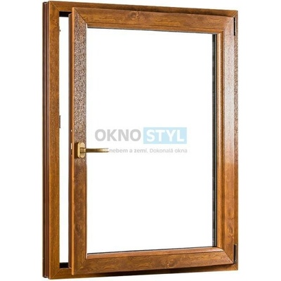 OKNOSTYL.cz jednokřídlé plastové okno otvíravo-sklopné pravé REHAU 9500 x 14000 mm Bílá / Zlatý dub